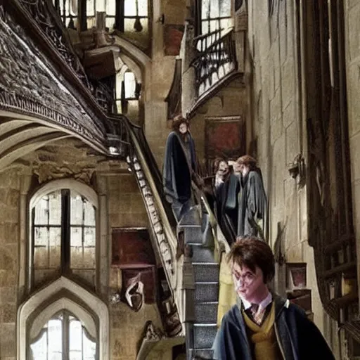 Image similar to harry potter arguing with a staircase