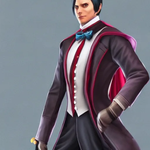 Image similar to a highly detailed portrait of miles edgeworth from ace attorney as a character from arcane, unreal engine, 3 d render