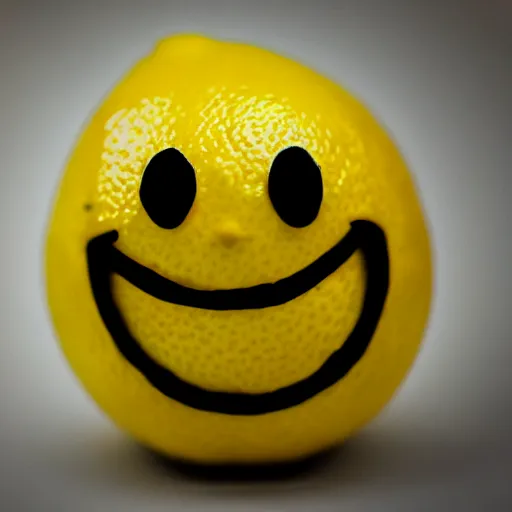 Image similar to Lemon with a smiley face