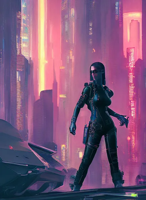 Image similar to Maria. Hacker in tactical gear infiltrating corporate mainframe. Cyberpunk 2077, blade runner 2049, matrix Concept art by James Gurney, greg rutkowski, and Alphonso Mucha. Stylized painting with Vivid color.