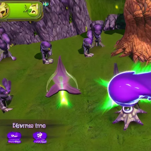 Prompt: Thanos as a creature in spore, in game screenshot, 4:3 ratio