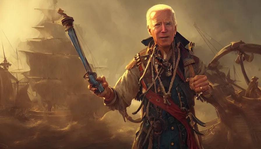 Image similar to Joe Biden as a pirate, hyperdetailed, artstation, cgsociety, 8k