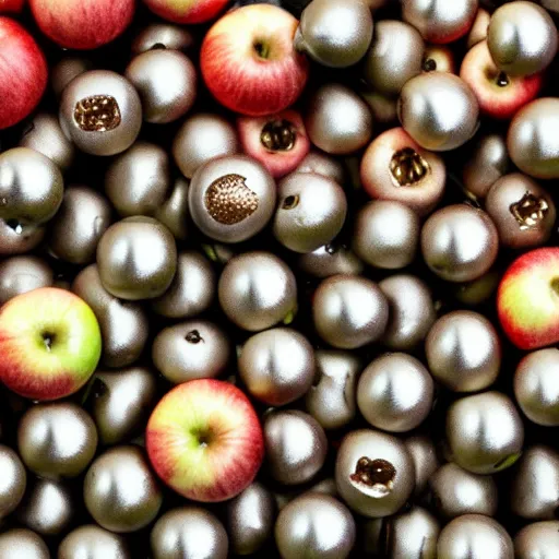 Image similar to apple consumed by army of tiny insectoid metallic robots