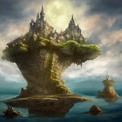 Image similar to a floating castle in the sky, clouds background, island floating in the sky, epic fantasy style art, fantasy epic digital art