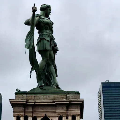 Image similar to the motherland calls, but in new york where the statue of libery is supposed to be at