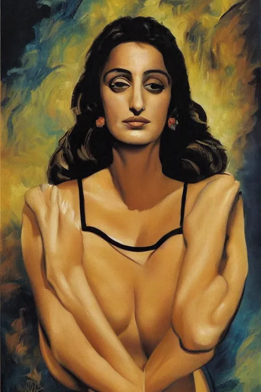 Image similar to oil painting, portrait of penelope cruz, artwork by salvador dali