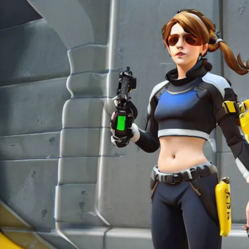 Image similar to full body Emma Watson screenshot from overwatch play of the game