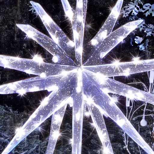 Prompt: star made of ice, christmas lights in the background