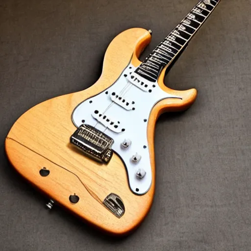 Image similar to electric guitar made of bones, intricate, realistic, perfect shape