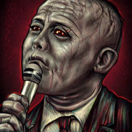 Image similar to 1 9 3 0 s blues singer mouthless joe munson, creepypasta, kodachrome, highly detailed, intricate, liminal, photorealistic, digital illustration, trending on artstation, dark, gritty, beautiful colors, 4 k, ink