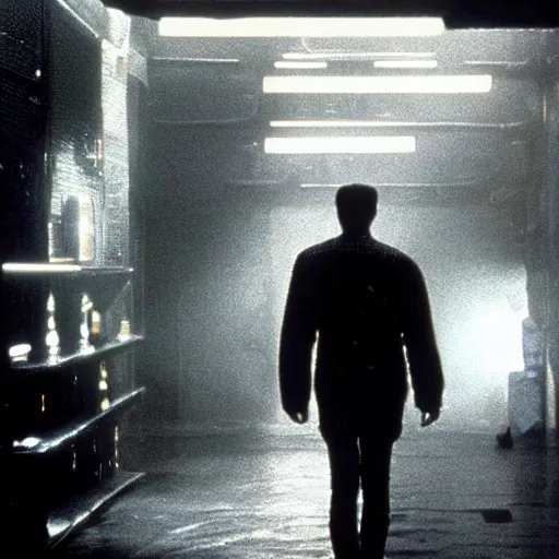 Prompt: the backrooms are empty,, still from the movie bladerunner