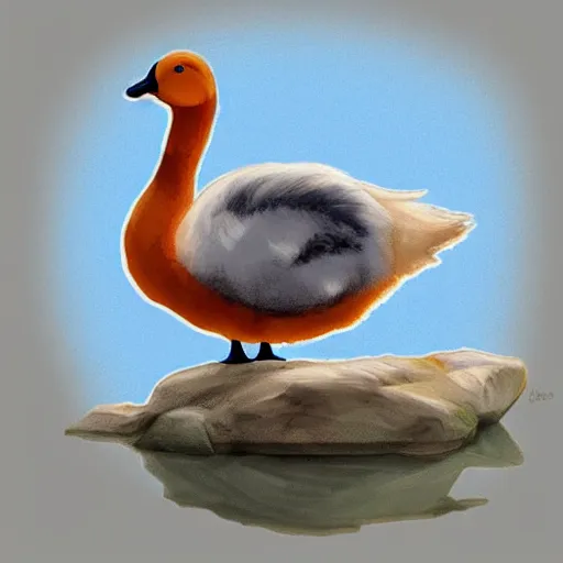 Image similar to cute goose, full body, digital paint, sticker