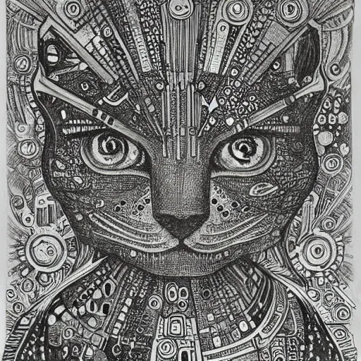 Image similar to cyborg drawn by louis wain