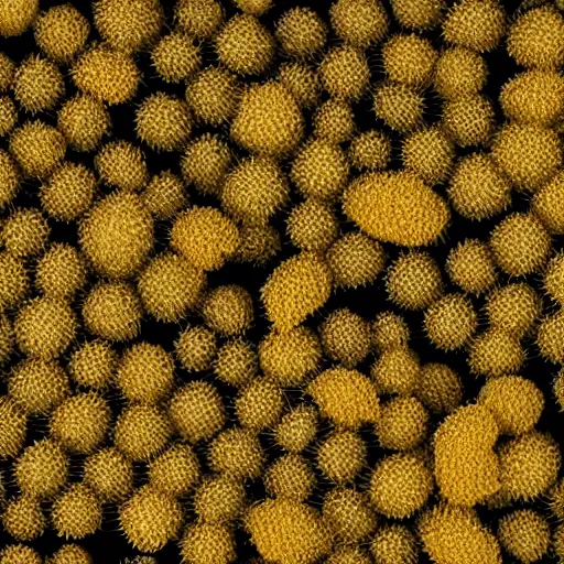 Image similar to male pollen sacks shot under uv light