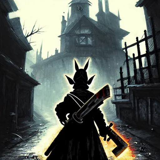 Image similar to pikachu in a back alley wielding a machete and a blunderbuss, art by greg rutkowski, in the style of bloodborne and pokemon, intricate, elegant, highly detailed, smooth, sharp focus, artstation