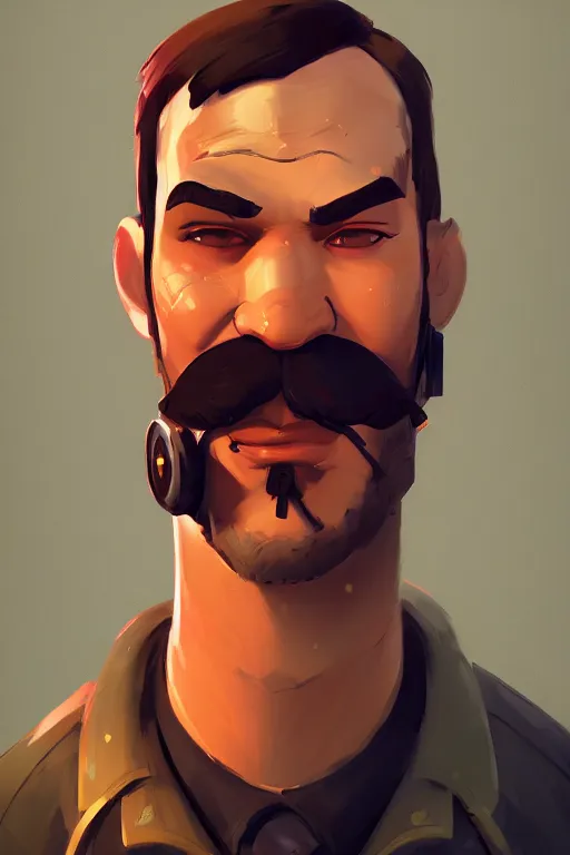 Image similar to beautiful highly detailed realistic stylized character portrait team fortress 2 engineer, detailed character concept art master portrait by ismail inceoglu, trending on artstation