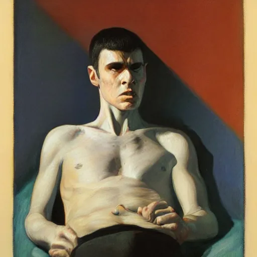 Image similar to a realistic guts portrait, by edward hopper,