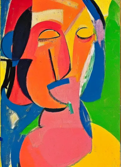 Image similar to portrait of a girl, painting by willem de kooning, expressive abstractionism, many small hard relief strokes of oil on canvas with high detail