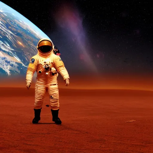 Prompt: an astronaut that’s on fire walking through a dystopian desert