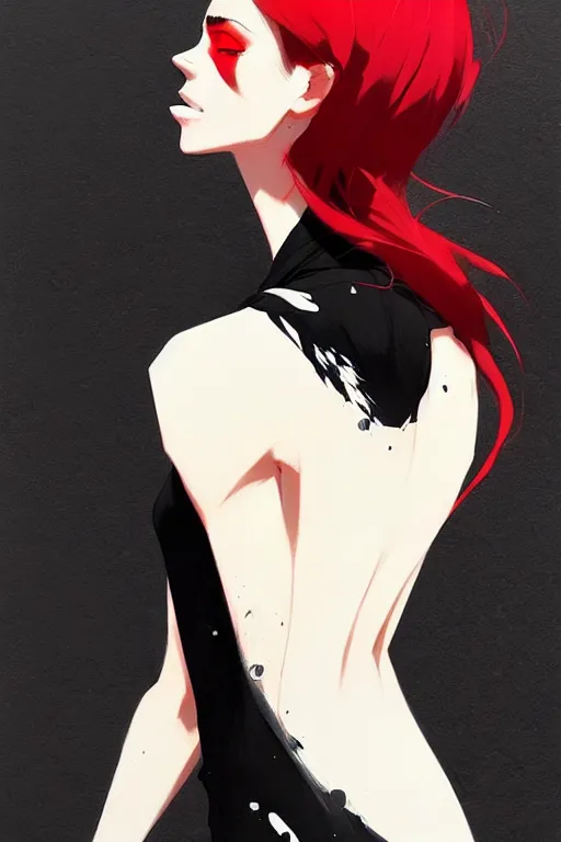 Image similar to a ultradetailed beautiful panting of a stylish woman wearing a black dress, by conrad roset, greg rutkowski and makoto shinkai, trending on artstation
