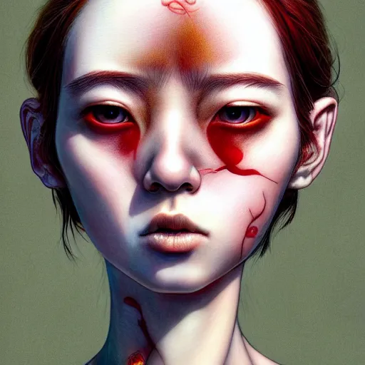 Prompt: prompt : 3 d hyper real 8 k render portrait painted in miyazaki color style drawn by katsuhiro otomo and takato yamamoto, inspired by fables, china doll face, smooth face feature, intricate oil painting, high detail, sharp high detail, manga and anime 2 0 0 0