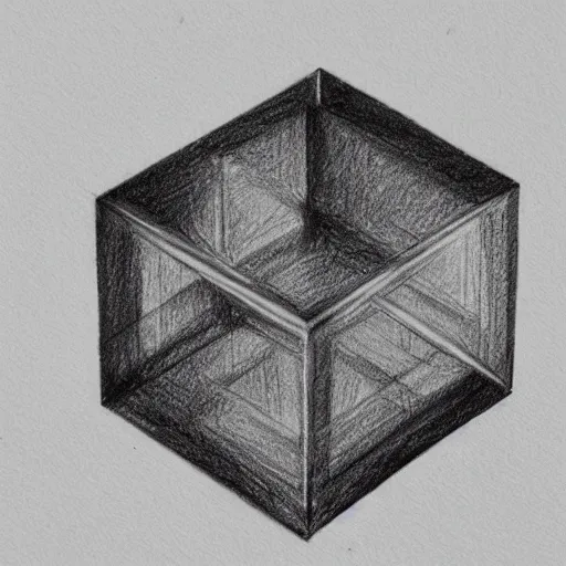 Image similar to a pencil sketch of a transparent cube