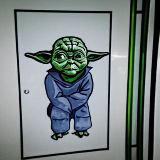 Image similar to sad yoda in toilet