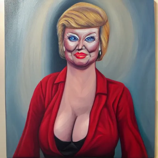 Prompt: oil painting of donald trump as a woman, with big breasts