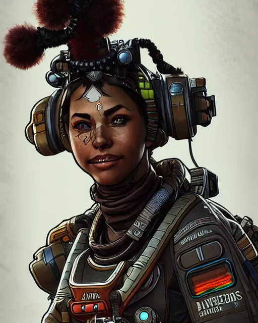 Prompt: pathfinder from apex legends character portrait, portrait, close up, concept art, intricate details, highly detailed, vintage sci - fi