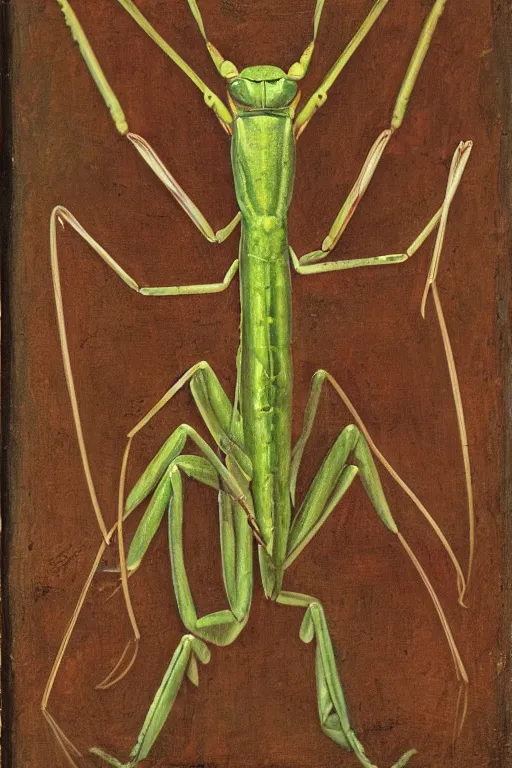 Image similar to praying mantis, renaissance portrait