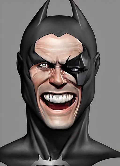 Image similar to character portrait of Steve-O laughing playing Batman, digital art, trending on artstation, 4k