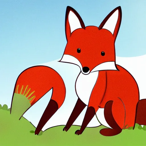 Image similar to full scene, children book illustration, fox, white background