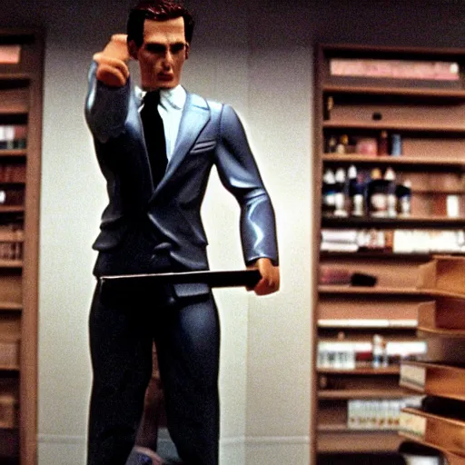 Image similar to greek statue of Patrick Bateman, viewed from above, in American Psycho (1999)