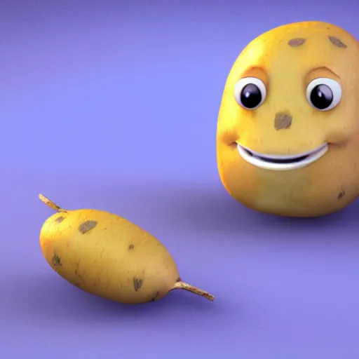 Image similar to 3 d rendered potato with adorable face