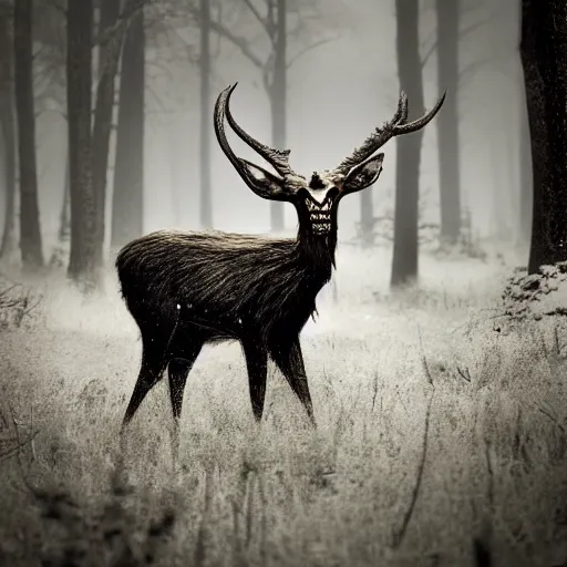 Image similar to award winning nature photograph of a wendigo