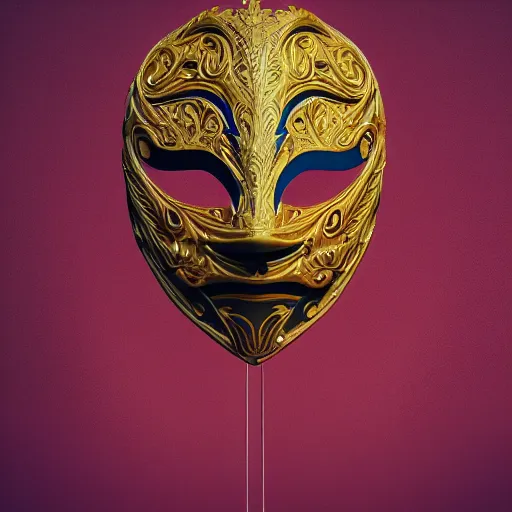 Image similar to an elaborate intricate mask in swirling wind, rendered in octane, behance hd, bokeh backdrop