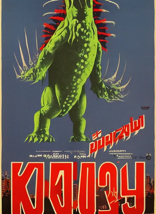 Prompt: Polish posters for kaiju film