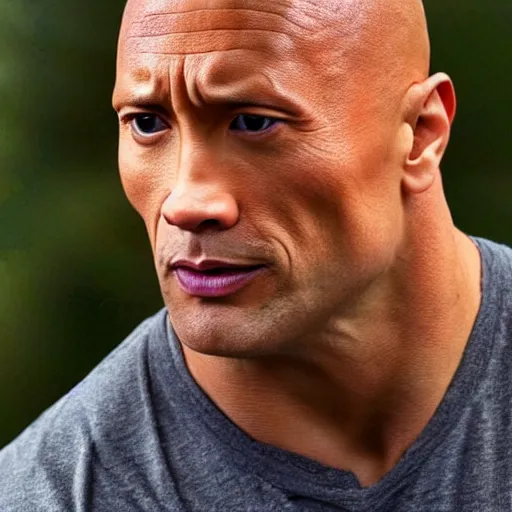 Image similar to Dwayne the rock Johnson with a really big forehead made of abbs