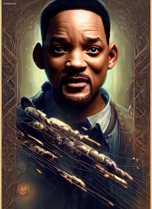 Image similar to will smith as oscar diggs, intricate, d & d, fantasy, art nouveau, digital painting, trending on artstation, sharp focus, illustration, global illumination, ray tracing, art by artgerm and greg rutkowski and ruan jia