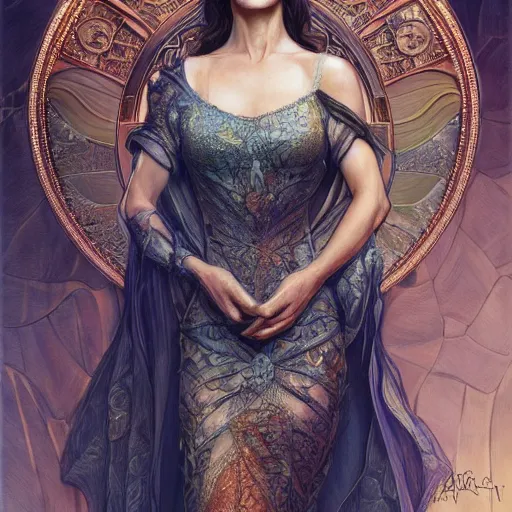 Image similar to beautiful detailed picture of catherine zeta jones, radiant light, art nouveau, intricate, elegant, highly detailed, my rendition, digital painting, artstation, concept art, smooth, sharp focus, illustration, art by artgerm and greg rutkowski and alphonse mucha