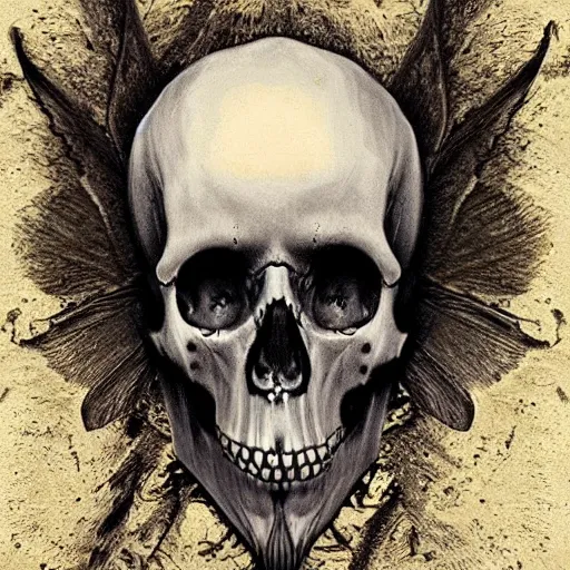 Prompt: Skull moths darkart creepy 8k hyperrealism