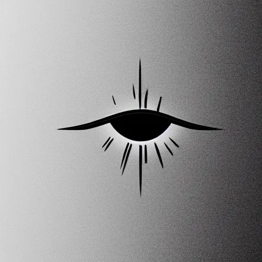 Image similar to corporate logo of an eye, ( ( ( ( ( monolithic, capitalism, structure, dark, muted, ominous, rigid, geometrical, minimalist ) ) ) ) )