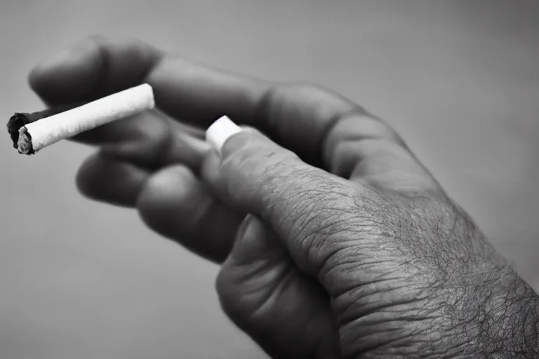 Image similar to cigarette in fingers, hand holding cigarette, hyper realistic, natural