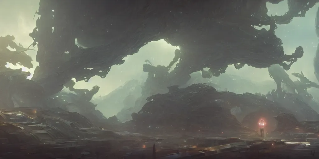 Image similar to unknown world sci - fi space opera ghibli animated film, volumetric lighting, octane render by stanley artgerm lau, greg rutkowski, thomas kindkade, alphonse mucha, loish, norman rockwel,