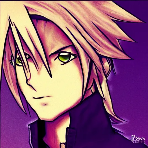 Prompt: cloud strife, in the style of ross tran