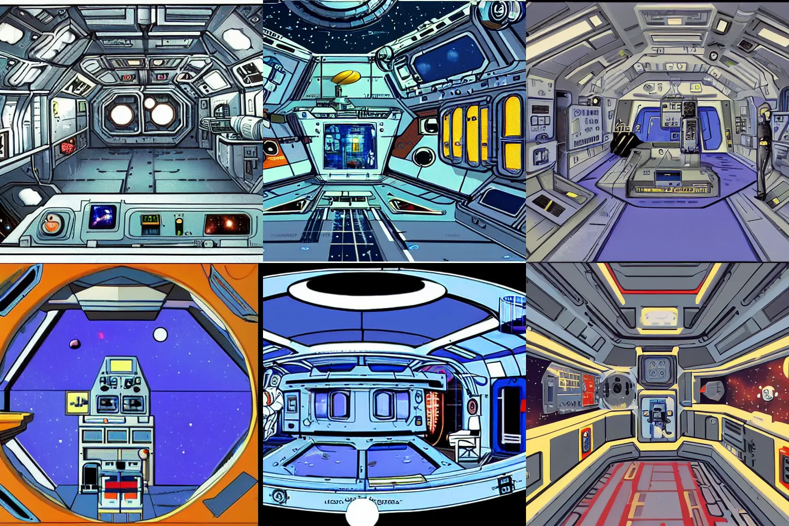Prompt: inside a space station, from a space themed Serria point and click 2D graphic adventure game, made in 1986