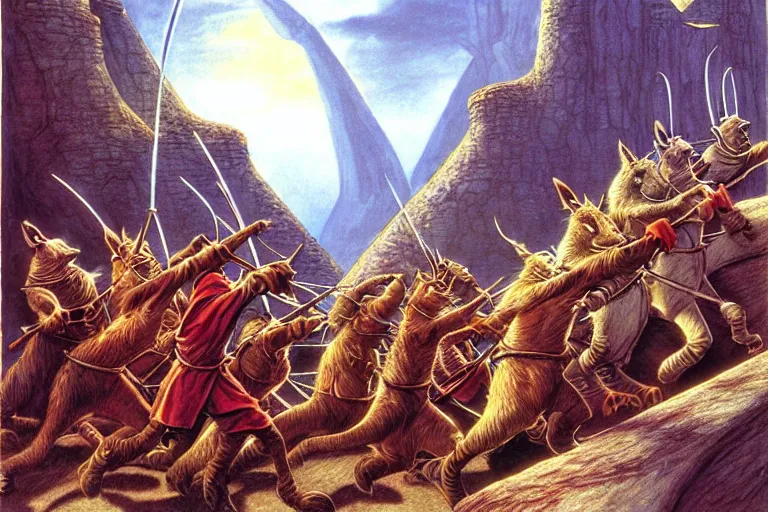 Image similar to an epic scene from redwall by brian jacques, detailed, fantasy concept art