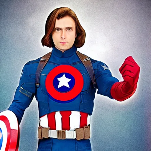 Image similar to kekw as captain america