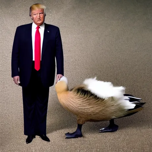 Prompt: Donald Trump with duck legs, national geographic photograph,