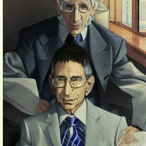 Image similar to anime villain anthony fauci by hasui kawase by richard schmid